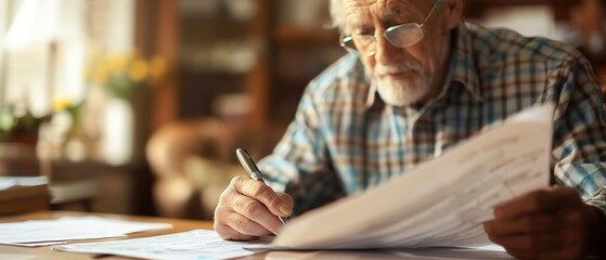 Financial planner advising on retirement, documents in focus, reassuring consultation