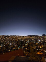 Night city view at La Paz in Bolivoa