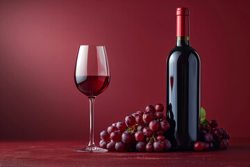 Ruby Red Wine Gleaming by the Bottle, Accented by Fresh, Ripe Grapes Nearby, Bar Menu