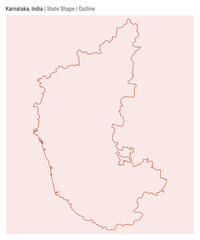 Karnataka, India. Simple vector map. State shape. Outline style. Border of Karnataka. Vector illustration.