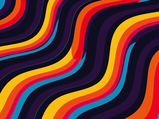 Obraz premium A colorful, wavy line pattern with a black background