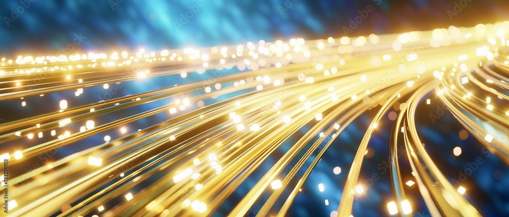 Poster gold and white pink light trails, the flow of data within computer systems or networks, the transfer
