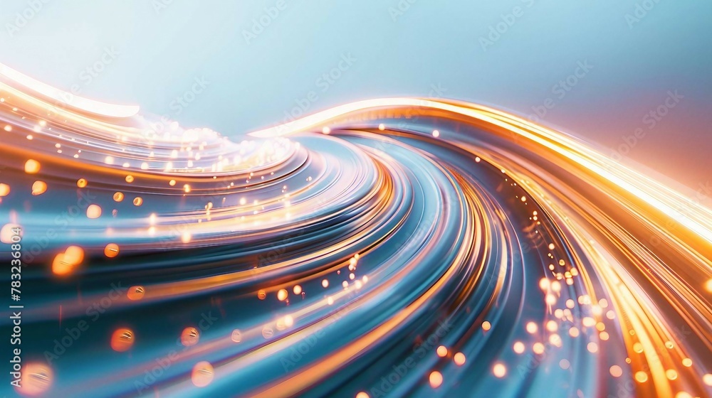 Poster gold and white pink light trails, the flow of data within computer systems or networks, the transfer