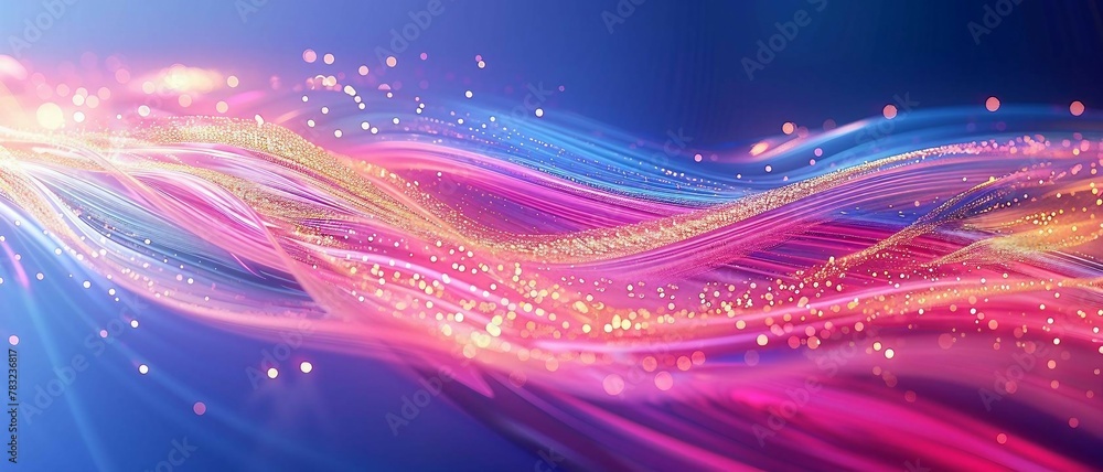 Poster gold and white pink light trails, the flow of data within computer systems or networks, the transfer