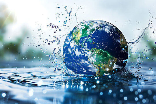 Eco-Friendly Concept with Globe and Water Splash