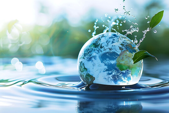 Eco-Friendly Concept with Globe and Water Splash