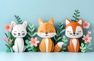 Group of Paper Animals Sitting Together
