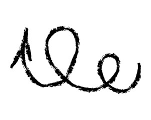 Hand drawn simple arrow drawn with wax crayon, chalk or charcoal. Uneven dry texture for underlining highlighting. Pencil drawn lines, strikethrough, grungy vector isolated on white