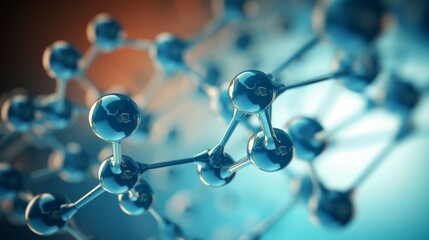 molecule or atom, Abstract structure for Science or medical background, 3d illustration, science, atom, abstract, chemistry, structure, blue, chemical, background
