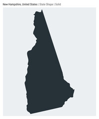 New Hampshire, United States. Simple vector map. State shape. Solid style. Border of New Hampshire. Vector illustration.