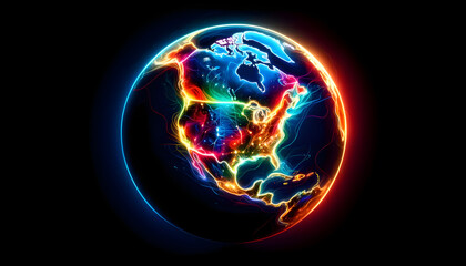 Abstract globe focusing on North America illustration