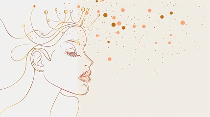 banner background International Beauty Pageant Day theme, and wide copy space, A line drawing of a woman's face with subtle crown details, showcasing simplicity, for banner, 