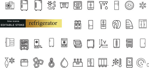 Fototapeta na wymiar Fridge icons set. Outline set of fridge vector icons for web design isolated on white background