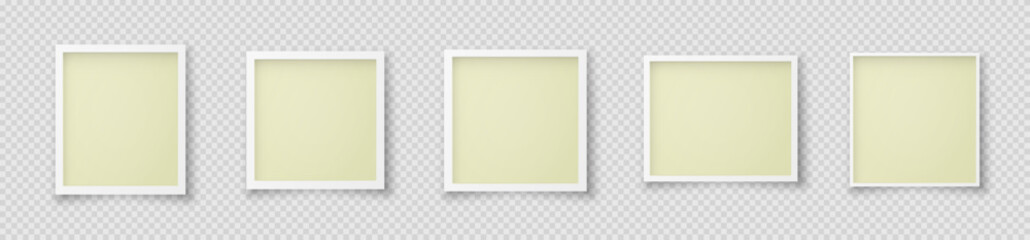 A set of retro party photo frames with yellow inserts on a white background. Vintage paper photos for a keepsake album. Decorative banners for websites. Vector format EPS 10.