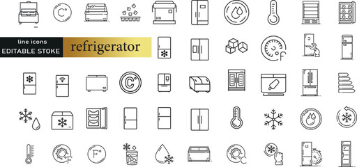 Fridge icons set. Outline set of fridge vector icons for web design isolated on white background