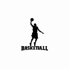 Fototapeta na wymiar basketball logo with the word basketball