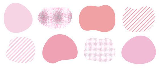 シェイプ　抽象的な形　ストライプ　水玉　セット　ピンク