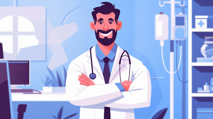 Medico no fundo azul - Ilustração