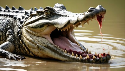 A-Crocodile-With-Its-Jaws-Locked-Onto-A-Struggling-