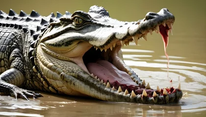 Poster A-Crocodile-With-Its-Jaws-Locked-Onto-A-Struggling- © Aaranda