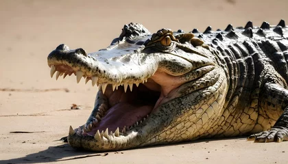 Deurstickers A-Crocodile-With-Its-Jaws-Snapping-Shut-With-Treme- © Aaranda