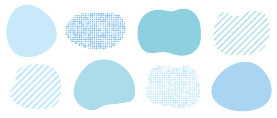 シェイプ　抽象的な形　ストライプ　水玉　セット　青　水色
