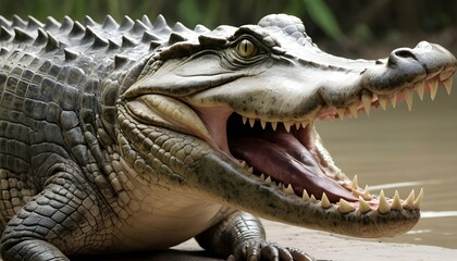 A-Crocodile-With-Its-Jaws-Agape-Displaying-Rows-O- 2