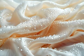 Droplets Dance on Water-Resistant Fabric. Concept Fabric Texture, Water Droplets, Close-Up Photography