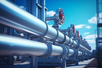 Industrial pipes and valves in a refinery oil