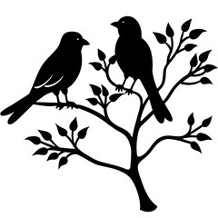 birds on tree vector illustration