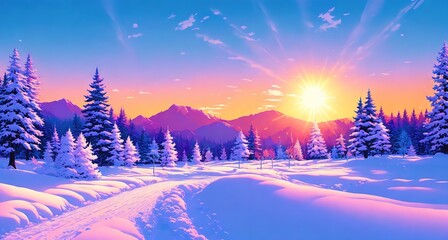 Winter Sunrise in the Mountains