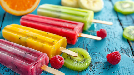 colorful fruit popsicles 
