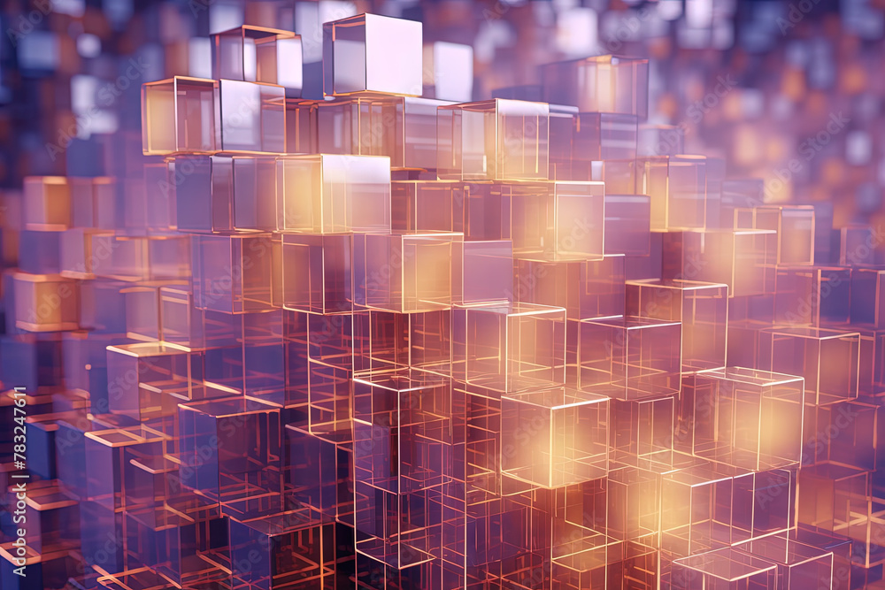 Poster Abstract background with structure of cubes. Colorful cubes texture for technology backdrop.
