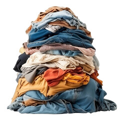 pile of used clothes on a light background. Second hand for recycling - 783247613