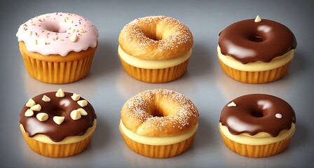 Doughnuts in various flavors and colors