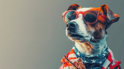 Festive Canine Patriotic Attire for Independence Day and Flag Day - AI Generated Illustration