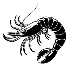 Shrimp silhouette vector icon illustration isolated on white background 