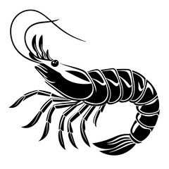 Shrimp silhouette vector icon illustration isolated on white background 