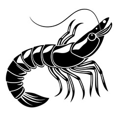 Shrimp silhouette vector icon illustration isolated on white background 