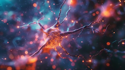 Neuronal cells are connected to each other in a network via synapses - 783250038