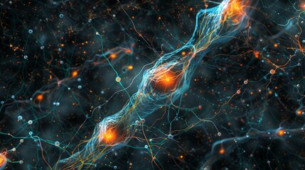 Neuronal cells are connected to each other in a network via synapses - 783250040