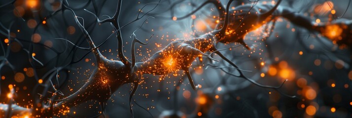 Neuronal cells are connected to each other in a network via synapses - 783250055