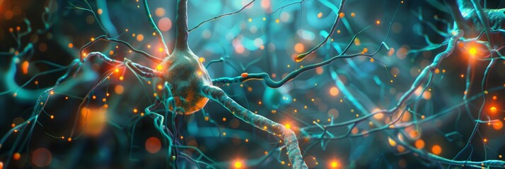 Neuronal cells are connected to each other in a network via synapses - 783250056