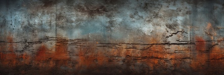 Texture of an old, scratched and rusty grunge concrete and metal structure - 783250099