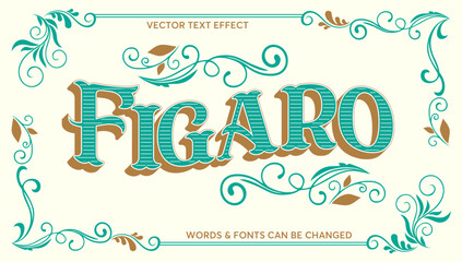 Vintage text effect editable text style and ornament frame