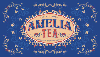 Victorian text effect editable text style and decorations