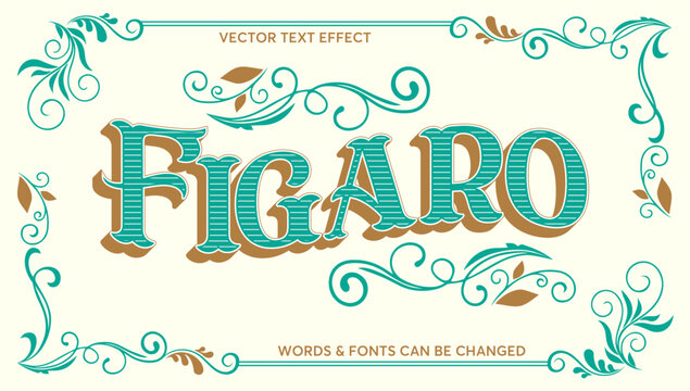 Vintage text effect editable text style and ornament frame