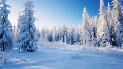 Fototapeta na wymiar winter landscape with trees.