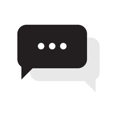 Chat bubble speech icon. White Background. Black color