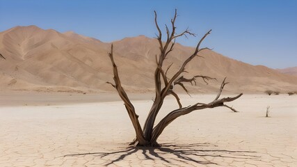 Fototapeta na wymiar Dry tree in the desert.